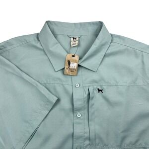 The Black Dog Mens Short Sleeve Button Up Shirt Light Green XL Zip Pocket NWT
